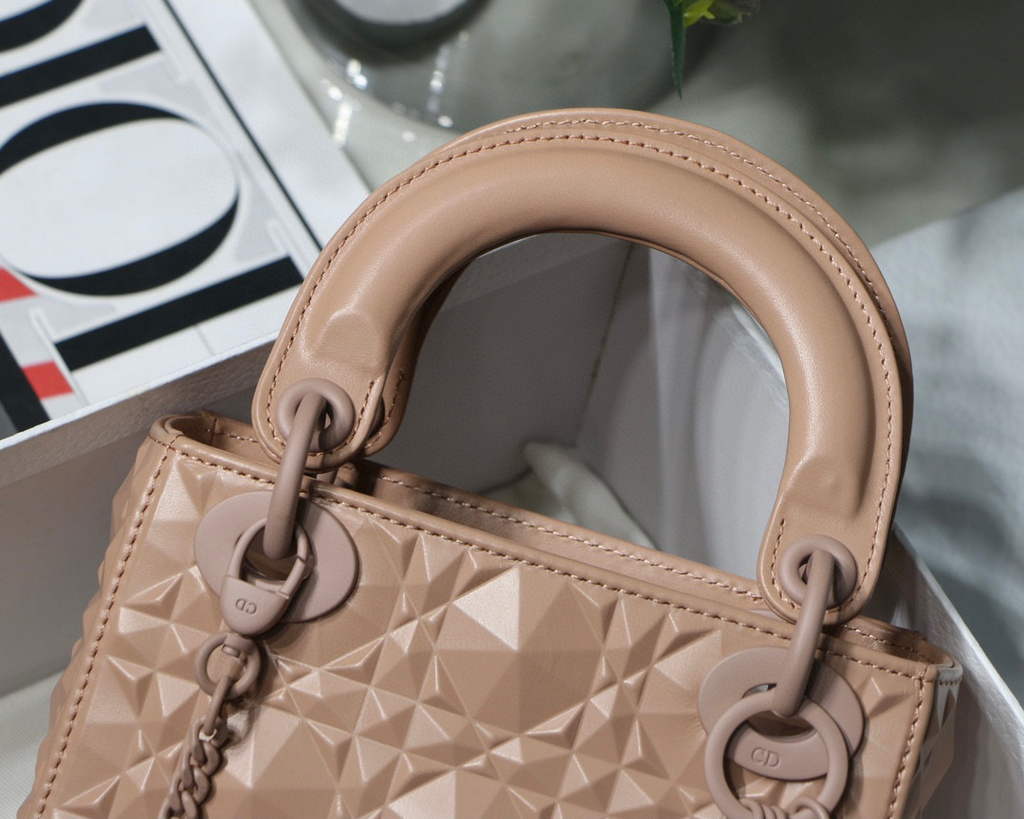 Dior M0505 Mini Dior Lady Bag Nude Cannage Calfskin with Diamond Motif