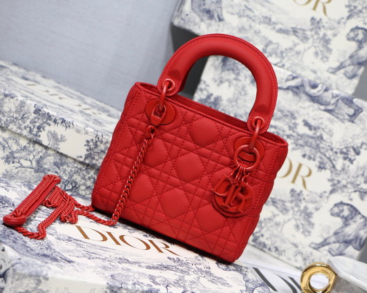 Dior M0505 Mini Dior Lady Bag Red Cannage Lambskin - Default Title - View 1