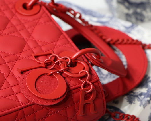 Dior M0505 Mini Dior Lady Bag Red Cannage Lambskin