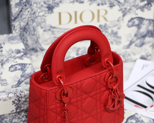 Dior M0505 Mini Dior Lady Bag Red Cannage Lambskin - Default Title - View 3