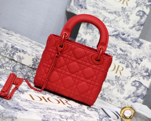 Dior M0505 Mini Dior Lady Bag Red Cannage Lambskin