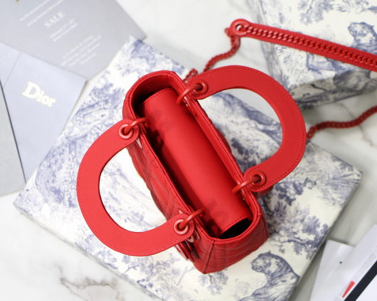 Dior M0505 Mini Dior Lady Bag Red Cannage Lambskin - Default Title - View 7