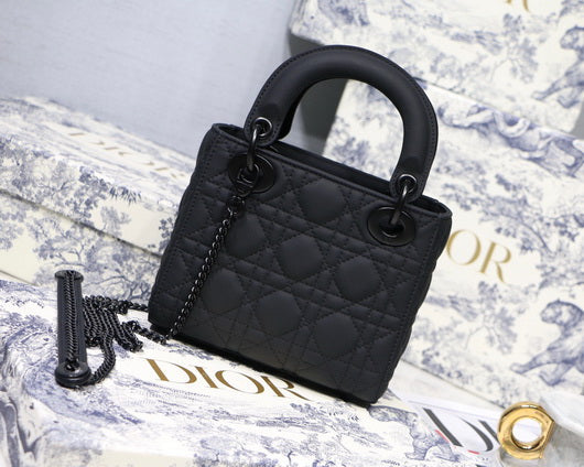 Dior M0505 Mini Dior Lady Bag Black Cannage lambskin