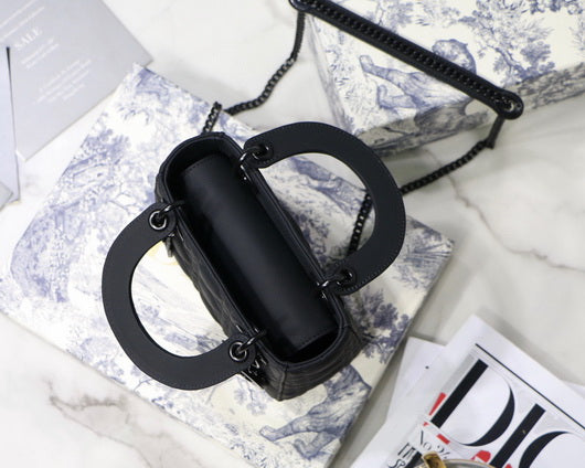 Dior M0505 Mini Dior Lady Bag Black Cannage lambskin