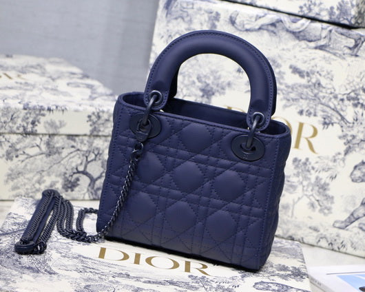 Dior M0505 Mini Dior Lady Bag Navy Blue Cannage Lambskin