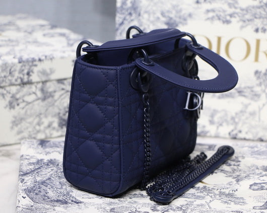 Dior M0505 Mini Dior Lady Bag Navy Blue Cannage Lambskin - Default Title - View 5