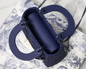 Dior M0505 Mini Dior Lady Bag Navy Blue Cannage Lambskin - Default Title - View 7