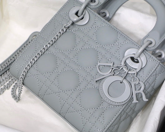 Dior M0505 Mini Dior Lady Bag Gray Cannage Lambskin