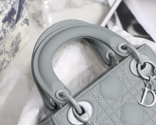 Dior M0505 Mini Dior Lady Bag Gray Cannage Lambskin