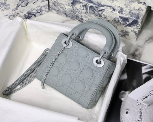 Dior M0505 Mini Dior Lady Bag Gray Cannage Lambskin