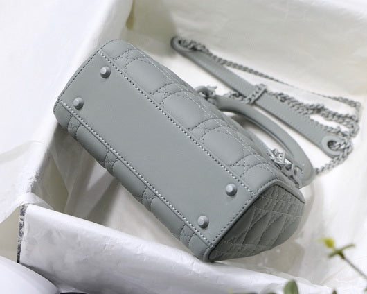 Dior M0505 Mini Dior Lady Bag Gray Cannage Lambskin