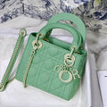 Dior M0505 Mini Dior Lady Bag Green Cannage Lambskin - Default Title - View 1