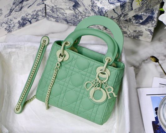 Dior M0505 Mini Dior Lady Bag Green Cannage Lambskin - Default Title - View 1