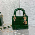 Dior M0505 Mini Dior Lady Bag Green Cannage Crocodile Gold - Default Title - View 1