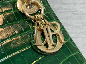 Dior M0505 Mini Dior Lady Bag Green Cannage Crocodile Gold - Default Title - View 4