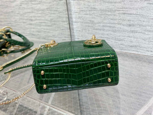 Dior M0505 Mini Dior Lady Bag Green Cannage Crocodile Gold - Default Title - View 7