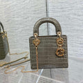 Dior M0505 Mini Dior Lady Bag Kaki Cannage Crocodile Gold - Default Title - View 1