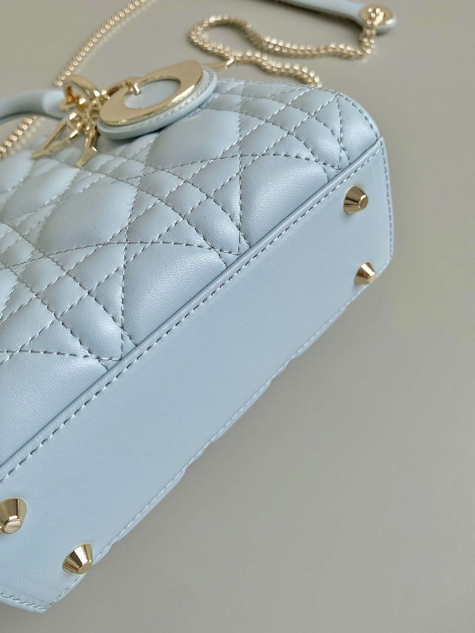 Dior M0505 Mini Dior Lady Bag Lake Blue Metallic Cannage Lambskin