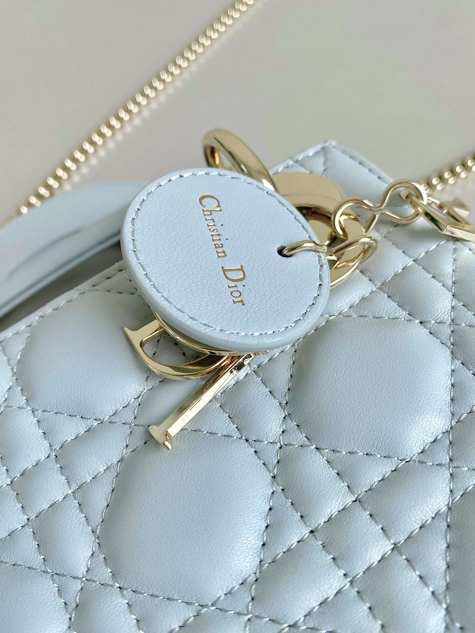 Dior M0505 Mini Dior Lady Bag Lake Blue Metallic Cannage Lambskin - Default Title - View 6