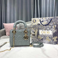 Dior M0505 Mini Dior Lady Bag Light Blue Cannage lambskin Gold - Default Title - View 1