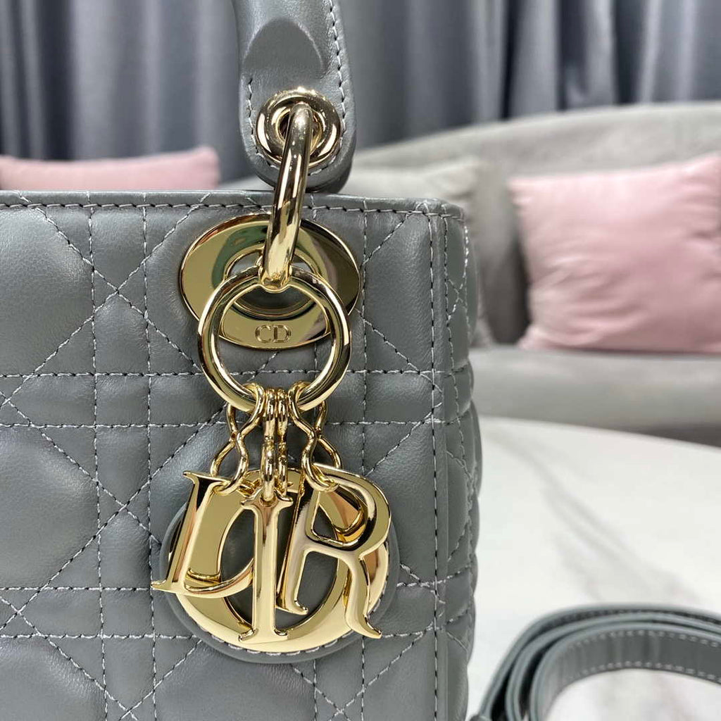 Dior M0505 Mini Dior Lady Bag Light Blue Cannage lambskin Gold