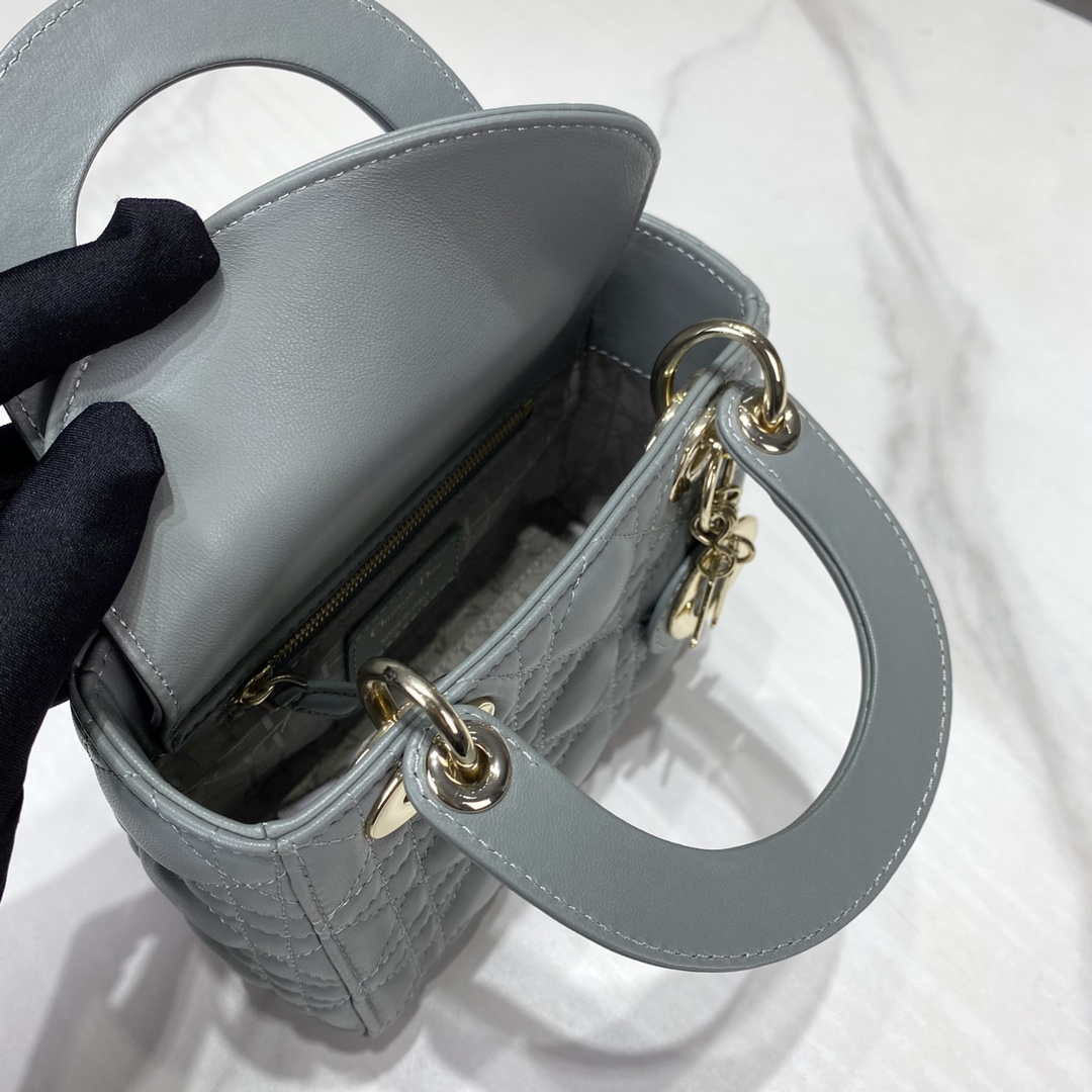 Dior M0505 Mini Dior Lady Bag Light Blue Cannage lambskin Gold