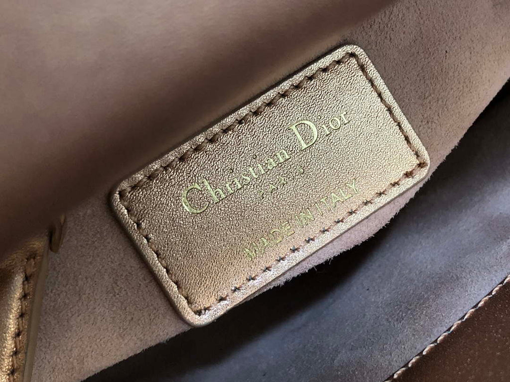 Dior M0505 Mini Dior Lady Bag Metallic Calfskin and Satin with Rose Des Vents Resin Pearl Embroidery