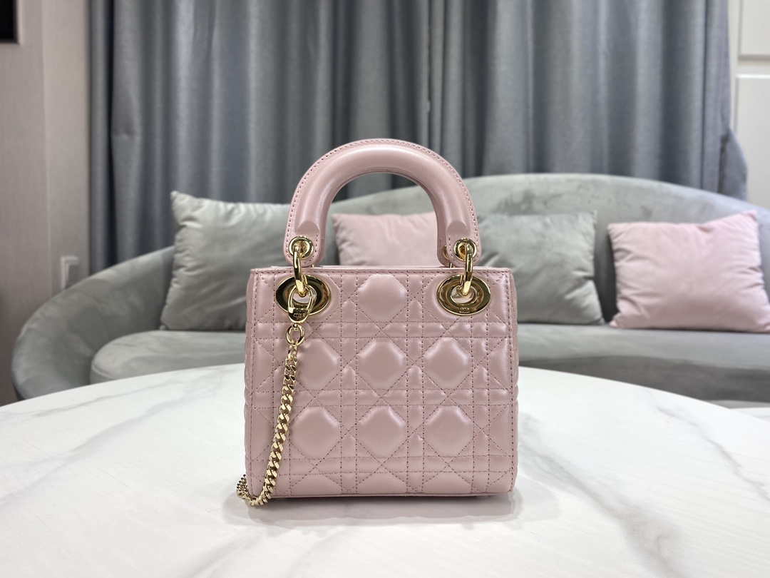 Dior M0505 Mini Dior Lady Bag Pink Cannage lambskin Gold - Default Title - View 4