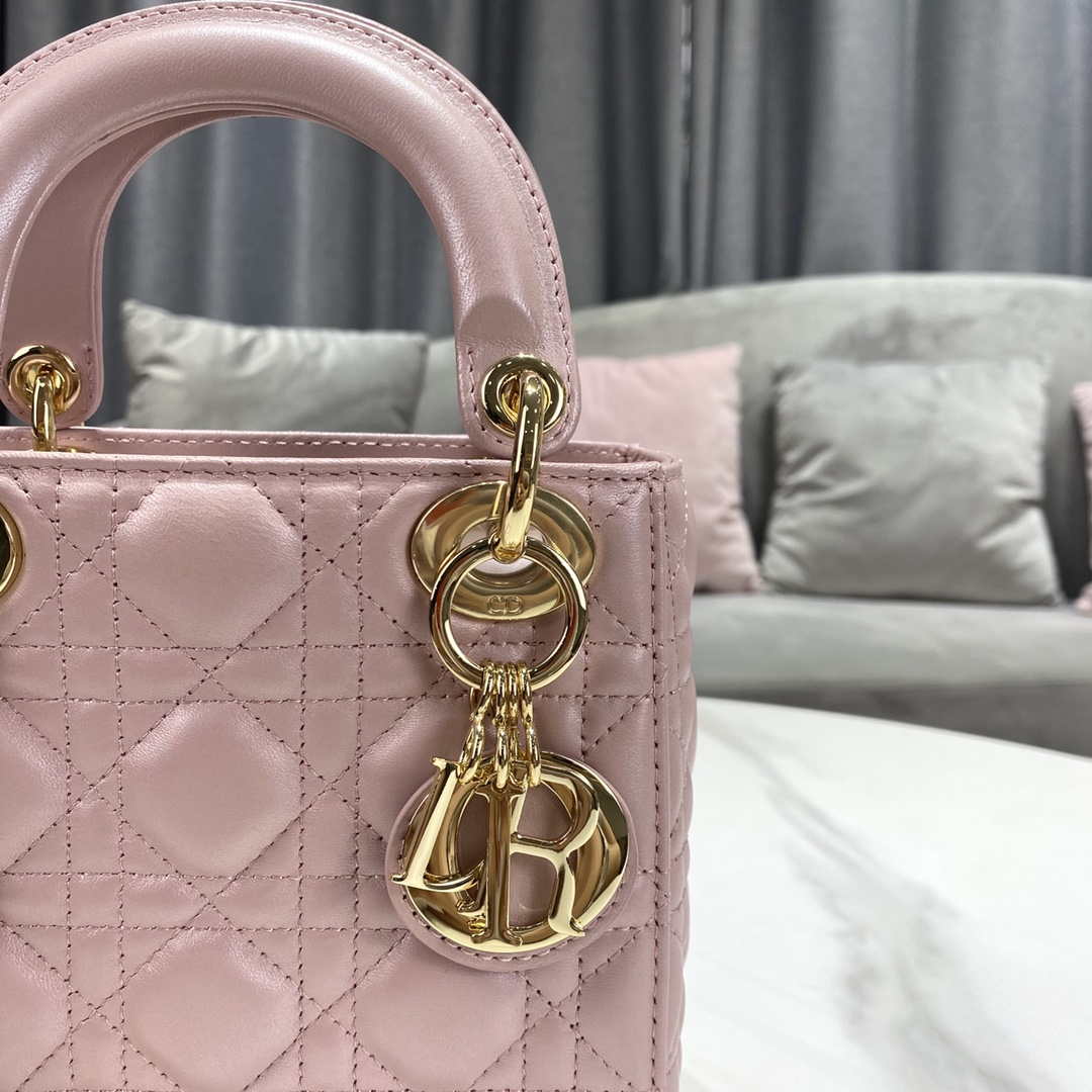 Dior M0505 Mini Dior Lady Bag Pink Cannage lambskin Gold - Default Title - View 5