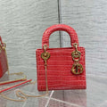 Dior M0505 Mini Dior Lady Bag Red Cannage Crocodile Gold - Default Title - View 1