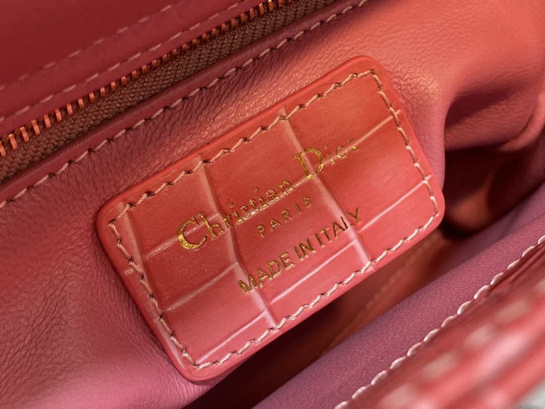 Dior M0505 Mini Dior Lady Bag Red Cannage Crocodile Gold - Default Title - View 8
