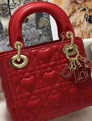 Dior M0505 Mini Dior Lady Bag Red Cannage lambskin Gold with Red Logo - Default Title - View 5
