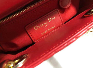 Dior M0505 Mini Dior Lady Bag Red Cannage lambskin Gold with Red Logo - Default Title - View 9