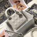 Dior M0505 Mini Dior Lady Bag White Cannage lambskin Sliver - Default Title - View 1