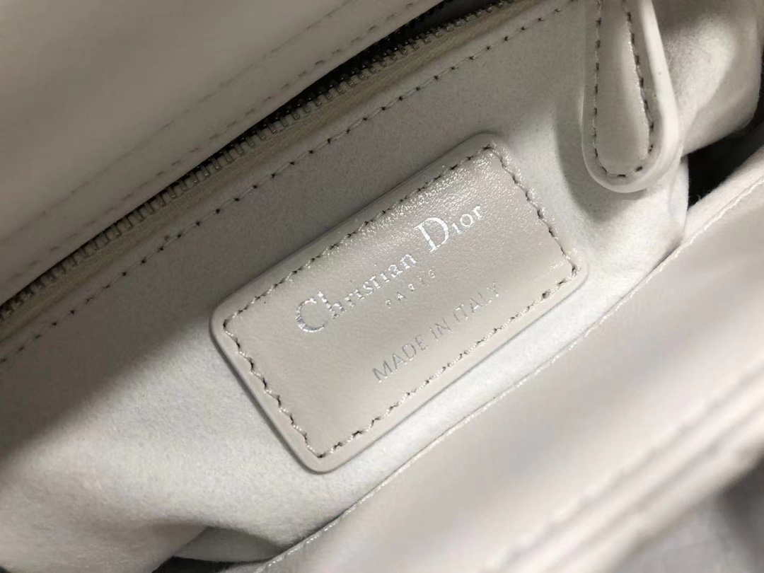 Dior M0505 Mini Dior Lady Bag White Cannage lambskin Sliver - Default Title - View 9