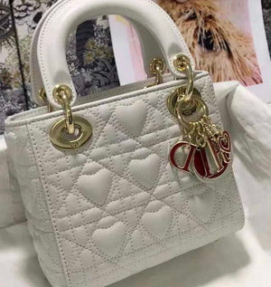 Dior M0505 Mini Dior Lady Bag White Cannage lambskin Gold with Red Logo - Default Title - View 5