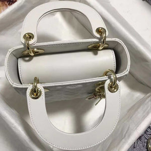 Dior M0505 Mini Dior Lady Bag White Cannage lambskin Gold with Red Logo - Default Title - View 7