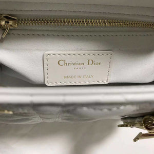 Dior M0505 Mini Dior Lady Bag White Cannage lambskin Gold with Red Logo - Default Title - View 9