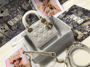 Dior M0505 Mini Dior Lady Bag White Cannage lambskin Gold - Default Title - View 1