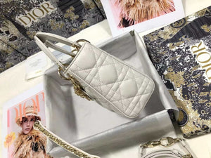 Dior M0505 Mini Dior Lady Bag White Cannage lambskin Gold - Default Title - View 3