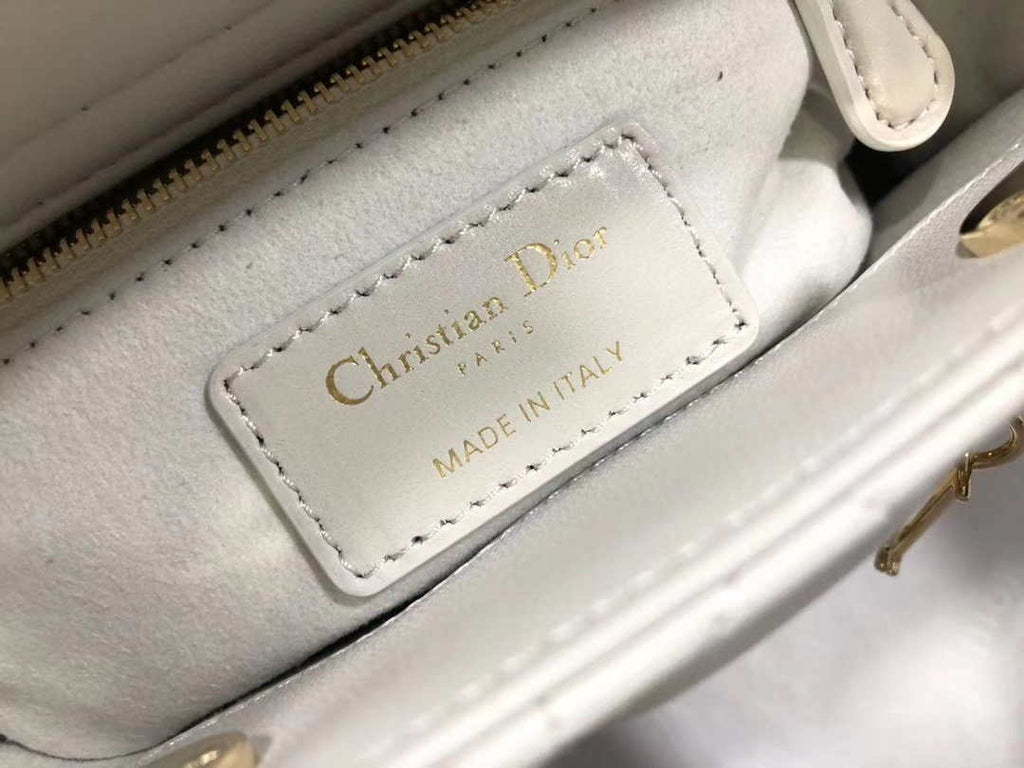 Dior M0505 Mini Dior Lady Bag White Cannage lambskin Gold