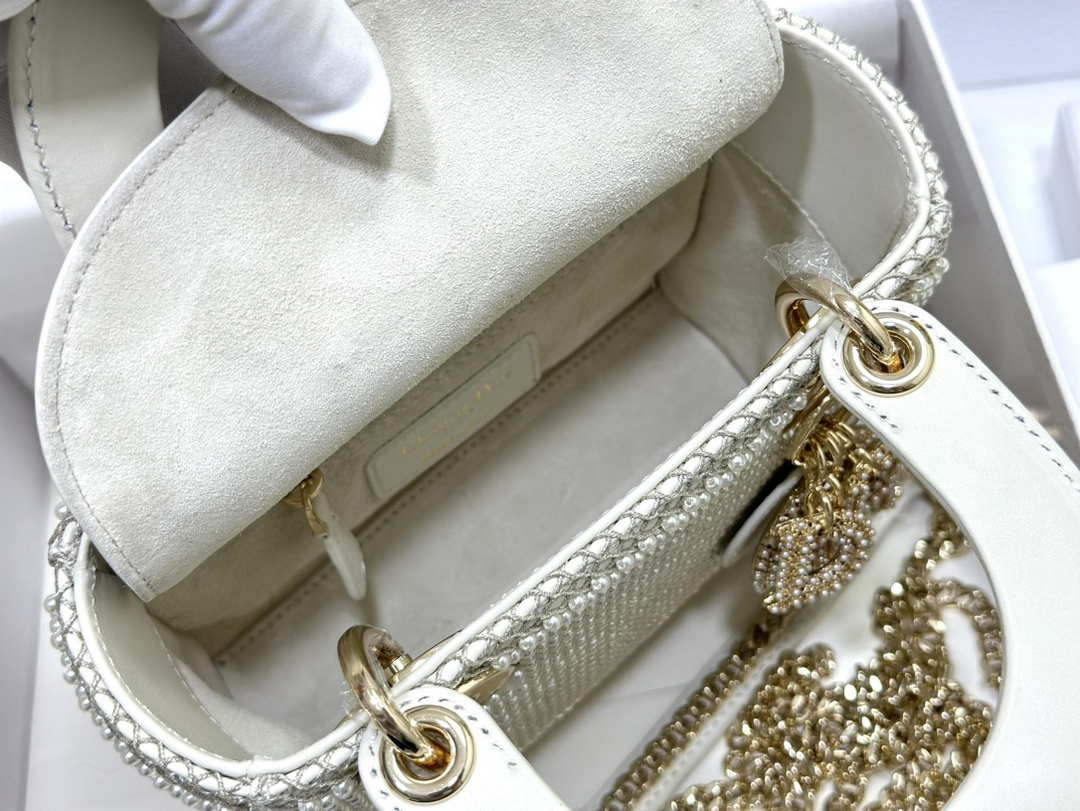 Dior M0505 Mini Dior Lady Bag White Embroidered white resin beads - Default Title - View 8
