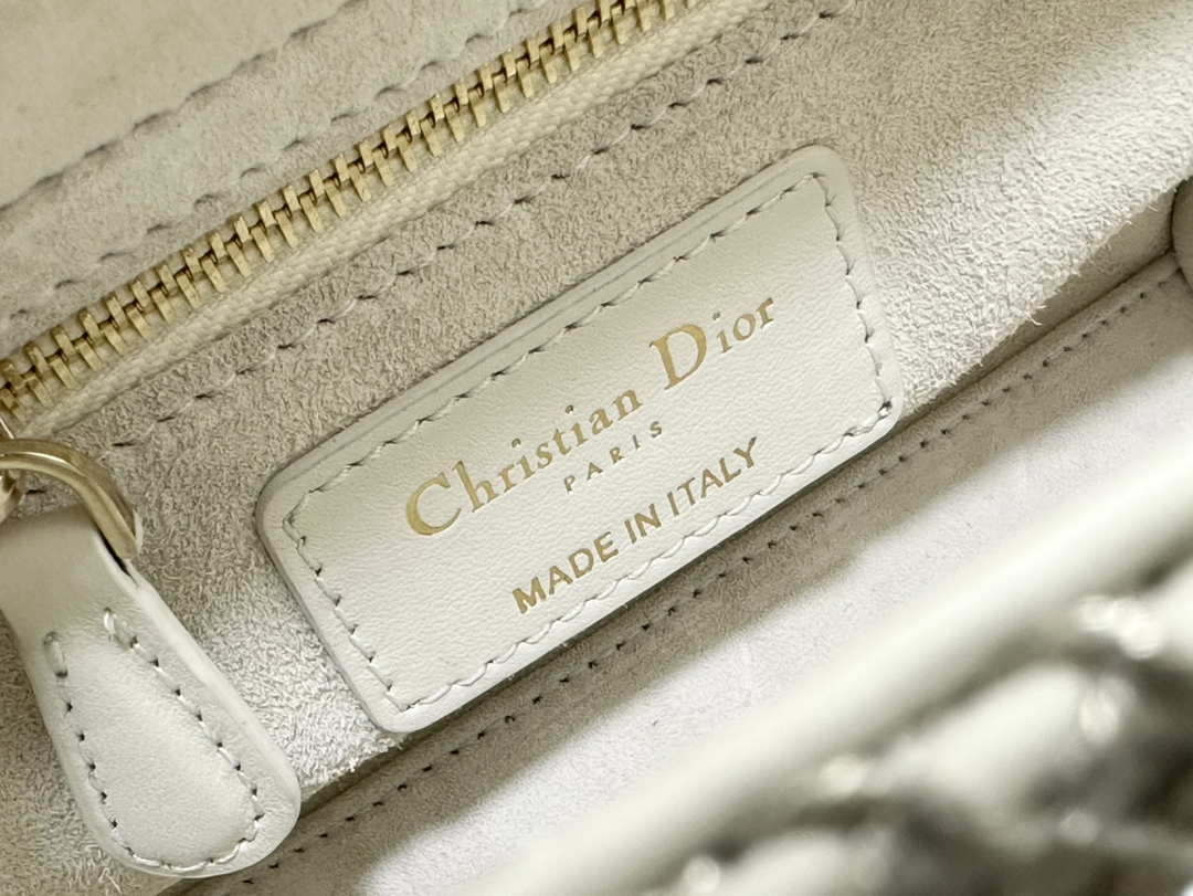 Dior M0505 Mini Dior Lady Bag White Embroidered white resin beads - Default Title - View 9