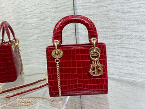 Dior M0505 Mini Dior Lady Bag Wine Red Cannage Crocodile Gold - Default Title - View 2