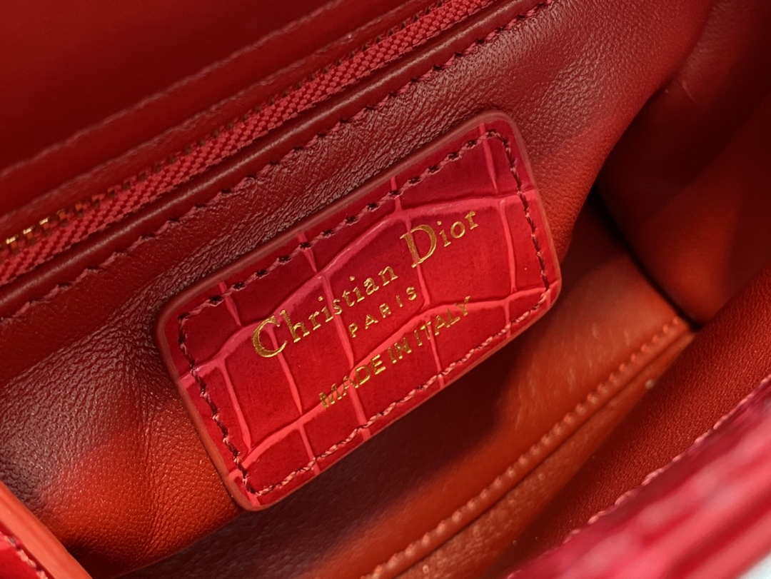 Dior M0505 Mini Dior Lady Bag Wine Red Cannage Crocodile Gold - Default Title - View 9