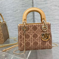 Dior M0505 Mini Lady Bag Metallic Cannage Lambskin Limited Edition Heavy Industry Beads Apricot - Default Title - View 1