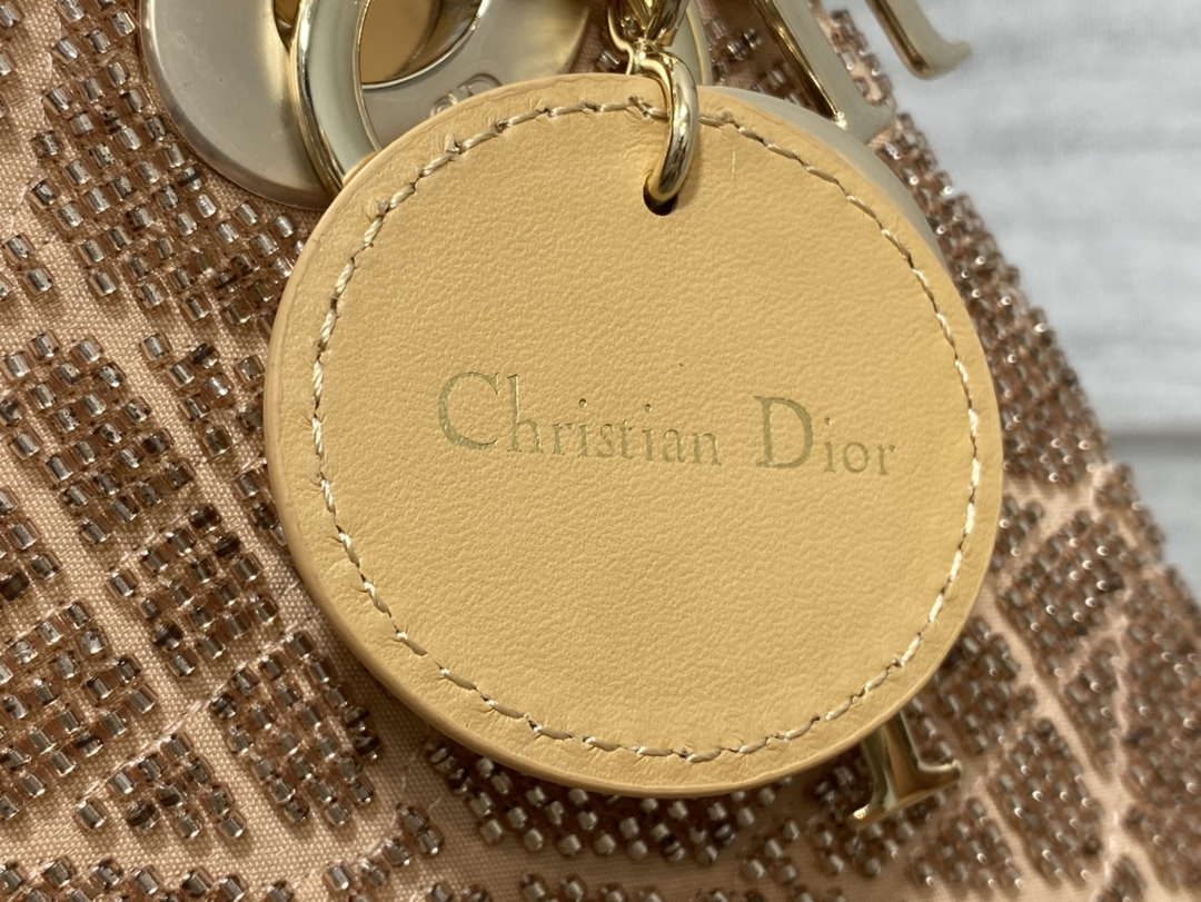 Dior M0505 Mini Lady Bag Metallic Cannage Lambskin Limited Edition Heavy Industry Beads Apricot - Default Title - View 4