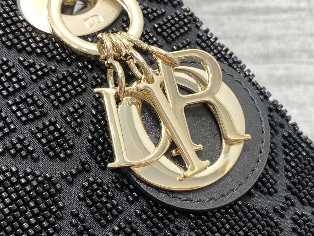 Dior M0505 Mini Lady Bag Metallic Cannage Lambskin Limited Edition Heavy Industry Beads Black - Default Title - View 3