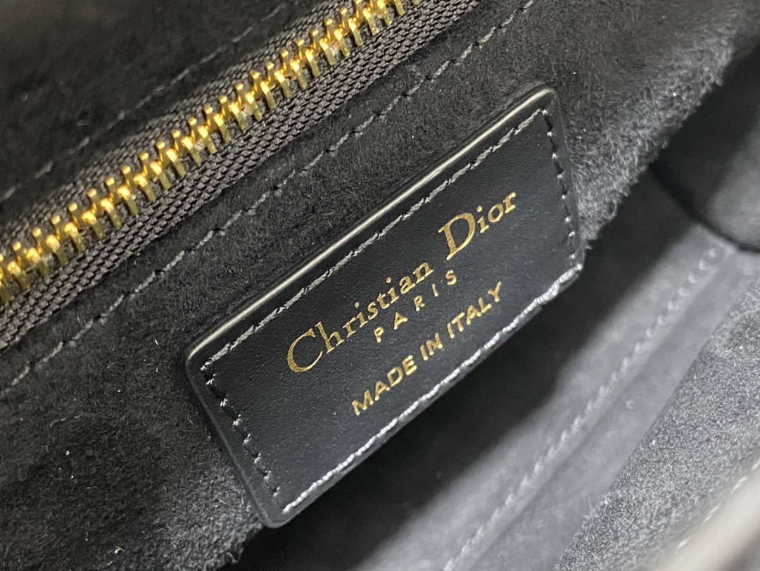 Dior M0505 Mini Lady Bag Metallic Cannage Lambskin Limited Edition Heavy Industry Beads Black