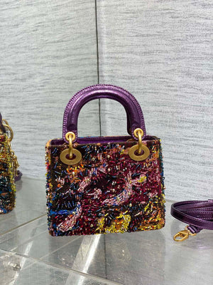 Dior M0505 Mini Lady Bag Metallic Cannage Lambskin Limited Edition Heavy Industry Beads Purple - Default Title - View 4